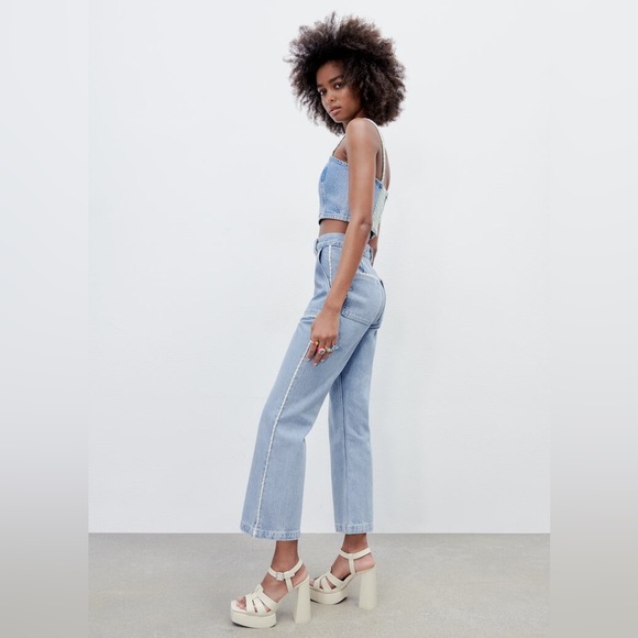 LAST🔥Zara Denim Matching 2 Piece Set! Stitch & Rhinestone Detail. - Picture 9 of 15